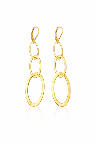 Kolczyki złote wiszące długie owale | Goldmirk