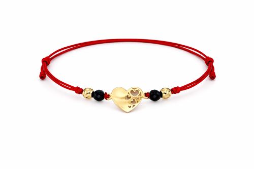 Złota bransoletka serce, serce ażurowe 585